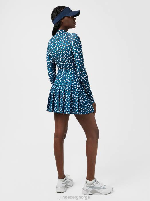 J.Lindeberg kvinner asa trykk komprimering topp marokkansk blått dyr klær F8642628