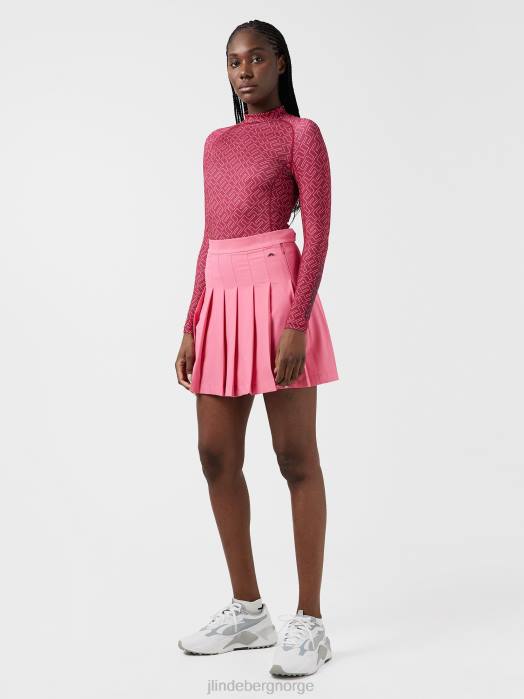 J.Lindeberg kvinner asa trykk komprimering topp varm rosa bromonogram klær F8642629