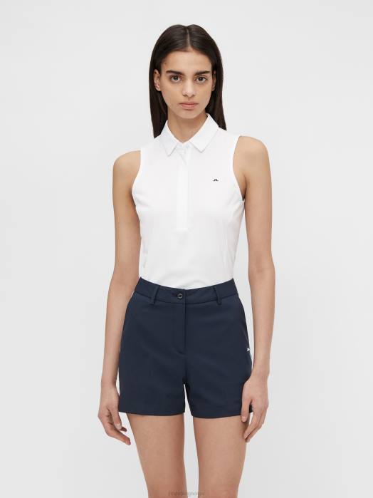 J.Lindeberg kvinner dena ermeløs golftopp hvit klær F8642651