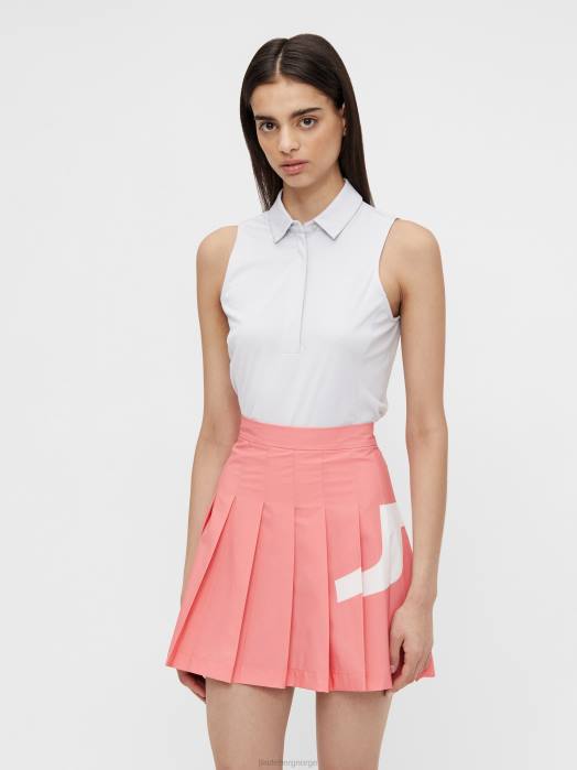 J.Lindeberg kvinner dena ermeløs golftopp lysegrå klær F8642655