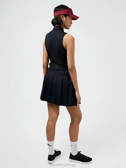 J.Lindeberg kvinner dena ermeløs golftopp svart klær F8642626
