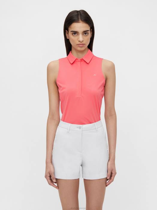 J.Lindeberg kvinner dena ermeløs golftopp tropiske koraller klær F8642654