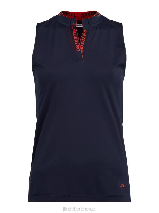 J.Lindeberg kvinner leya ermeløs golftopp marinen klær F8642632