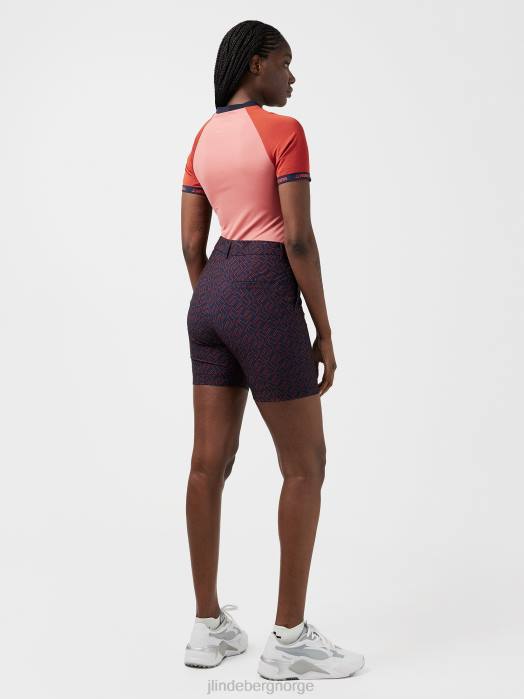 J.Lindeberg kvinner sienna golftopp falmet rose klær F8642610