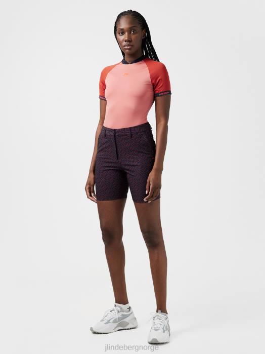 J.Lindeberg kvinner sienna golftopp falmet rose klær F8642610