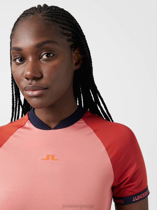 J.Lindeberg kvinner sienna golftopp falmet rose klær F8642610