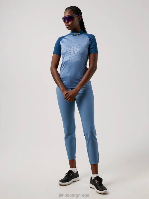 J.Lindeberg kvinner zelda golftopp kapteiner blå kroko klær F8642645