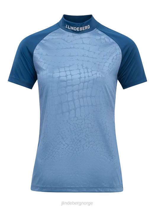 J.Lindeberg kvinner zelda golftopp kapteiner blå kroko klær F8642645