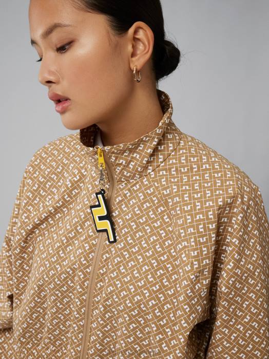 J.Lindeberg kvinner anastasia lang jakke tigermonogramsjekk klær F8642846