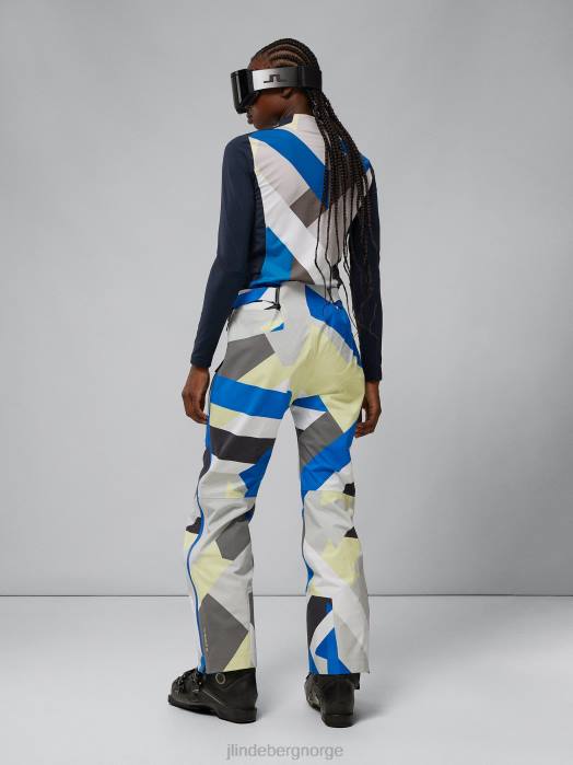 J.Lindeberg kvinner skallbukse med lufttrykk grått flagg lappeteppe klær F8642059