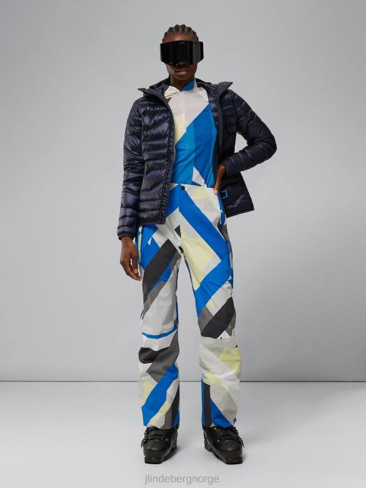 J.Lindeberg kvinner skallbukse med lufttrykk grått flagg lappeteppe klær F8642059