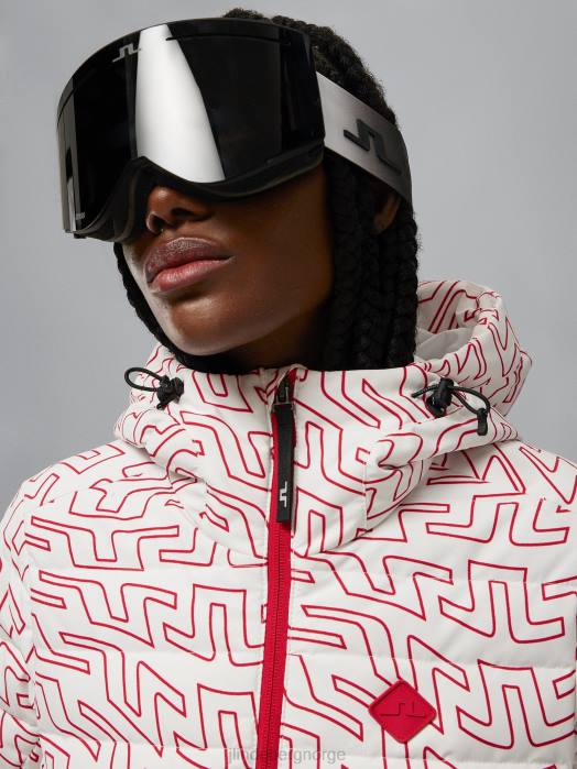 J.Lindeberg kvinner termisk pro print dunjakke bro swirl hvit klær F8642031