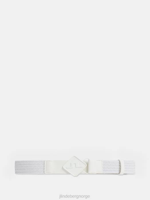 J.Lindeberg menn diamant elastisk skinnbelte hvit tilbehør F864838