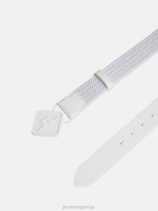 J.Lindeberg menn diamant elastisk skinnbelte hvit tilbehør F864838
