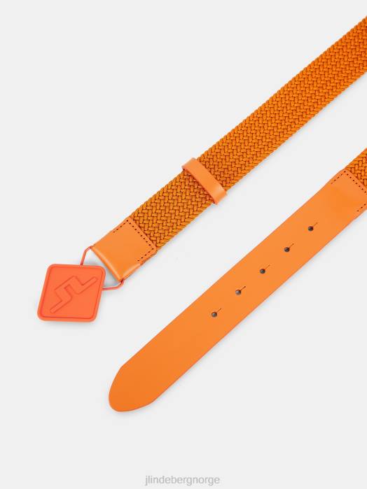 J.Lindeberg menn diamant elastisk skinnbelte russet oransje tilbehør F864839