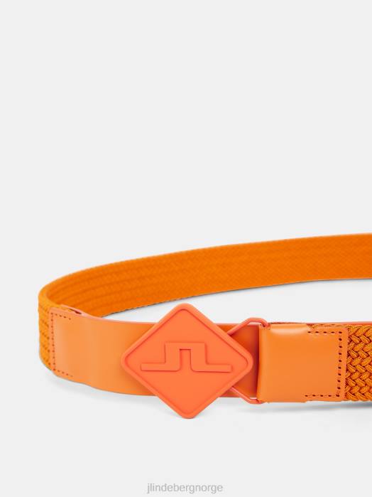 J.Lindeberg menn diamant elastisk skinnbelte russet oransje tilbehør F864839