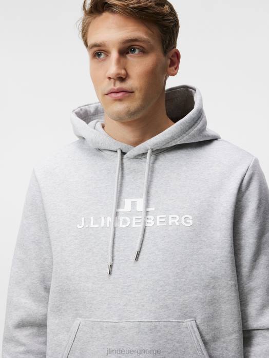 J.Lindeberg menn alfa hettegenser lys grå melange klær F864641