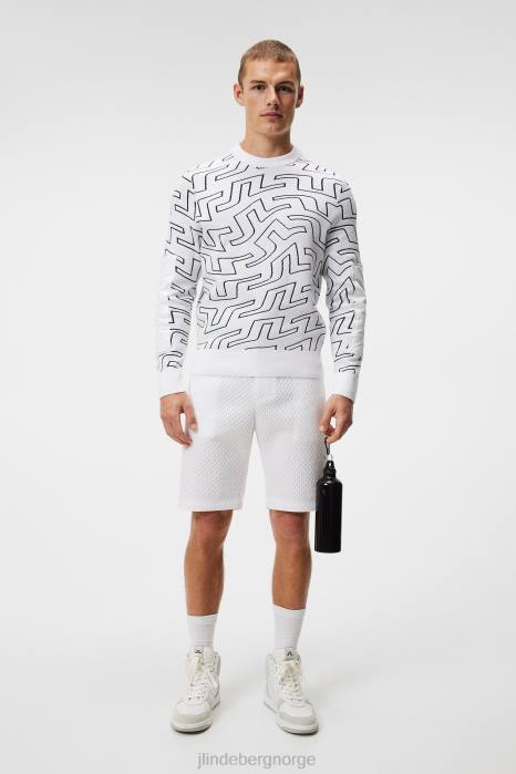 J.Lindeberg menn bridge swirl strikket genser hvit brosvirvel klær F864578