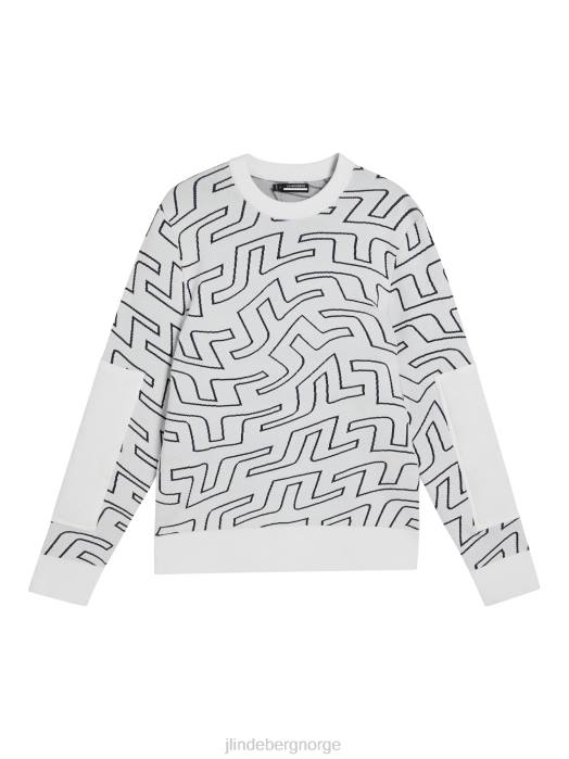 J.Lindeberg menn bridge swirl strikket genser hvit brosvirvel klær F864578