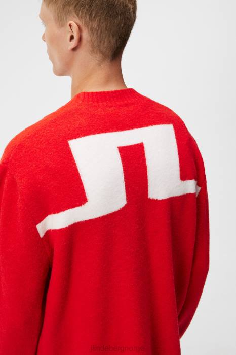 J.Lindeberg menn clarke strikket cardigan ildrød klær F864503