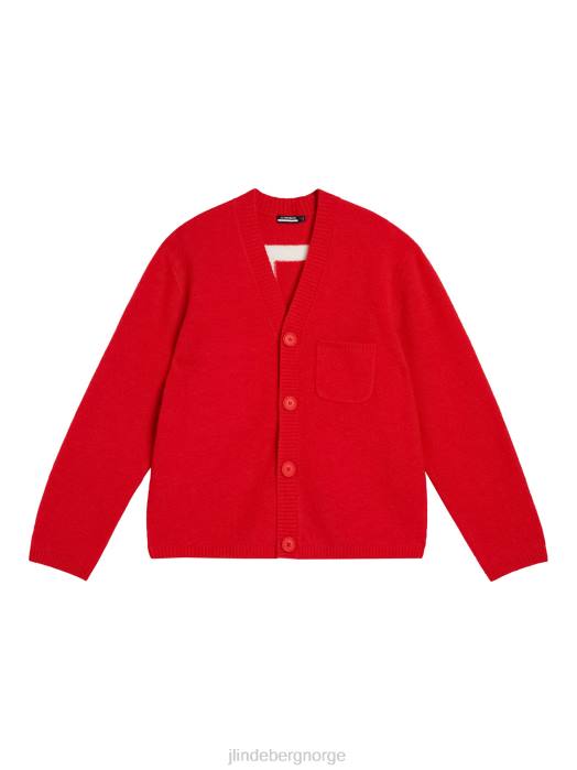 J.Lindeberg menn clarke strikket cardigan ildrød klær F864503