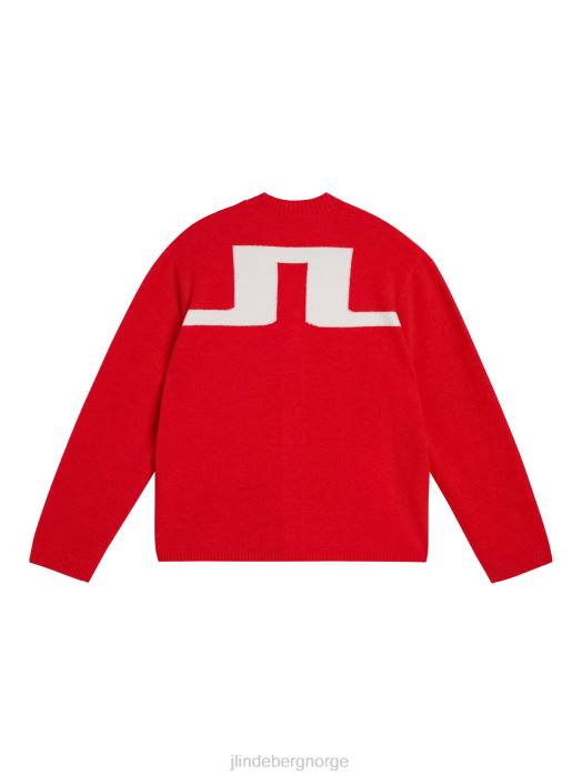 J.Lindeberg menn clarke strikket cardigan ildrød klær F864503