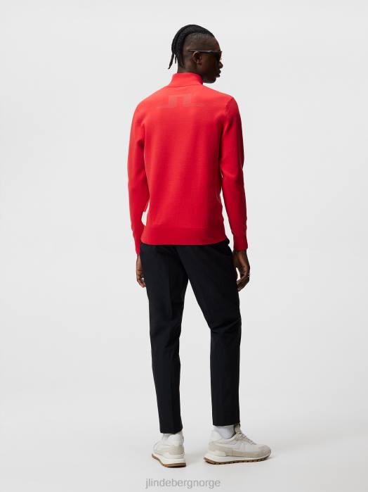 J.Lindeberg menn davis strikket genser ildrød klær F864594