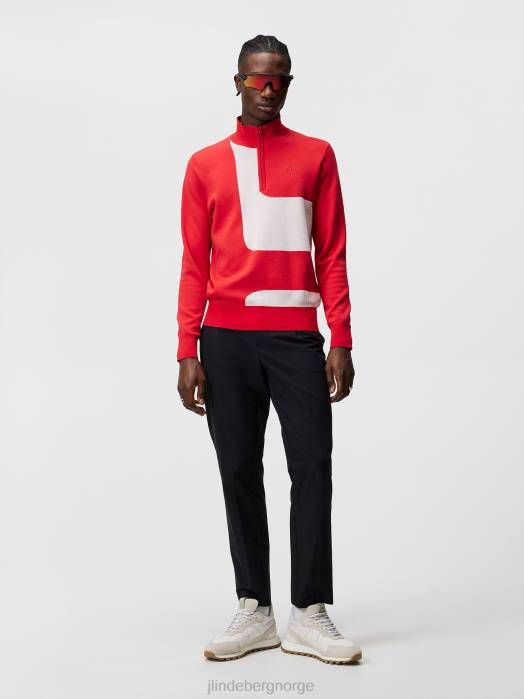 J.Lindeberg menn davis strikket genser ildrød klær F864594