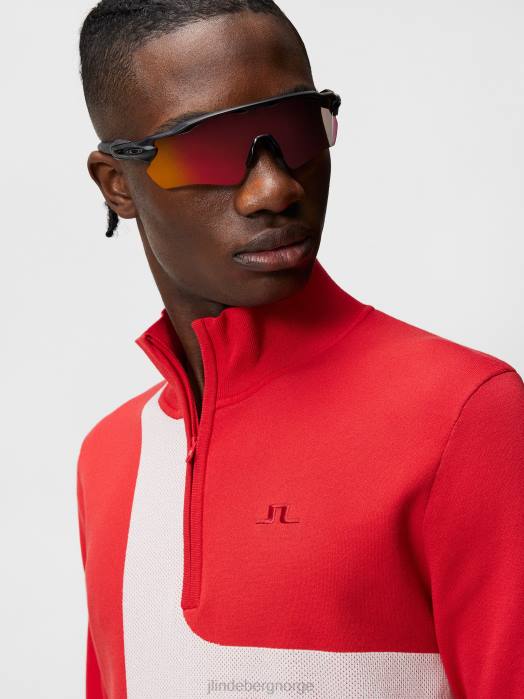 J.Lindeberg menn davis strikket genser ildrød klær F864594