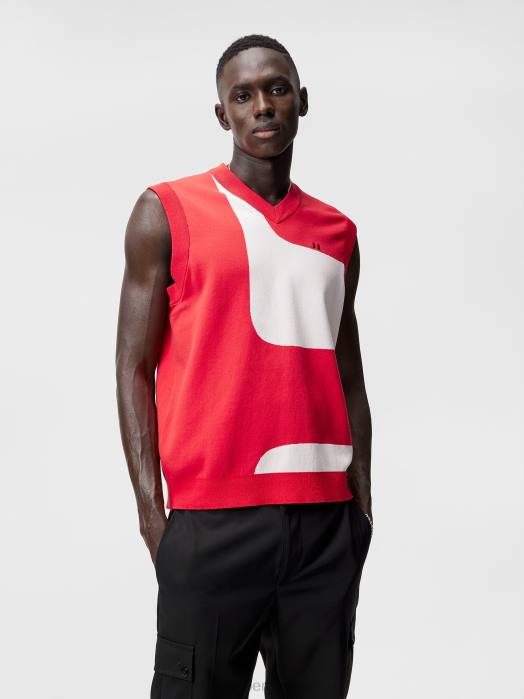 J.Lindeberg menn davis strikket vest ildrød klær F864593