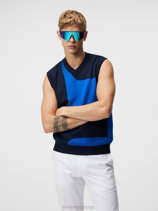 J.Lindeberg menn davis strikket vest marinen klær F864592