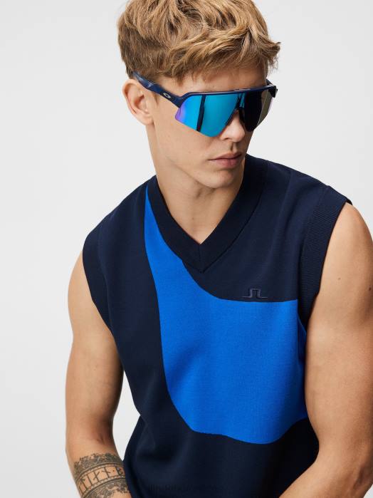 J.Lindeberg menn davis strikket vest marinen klær F864592