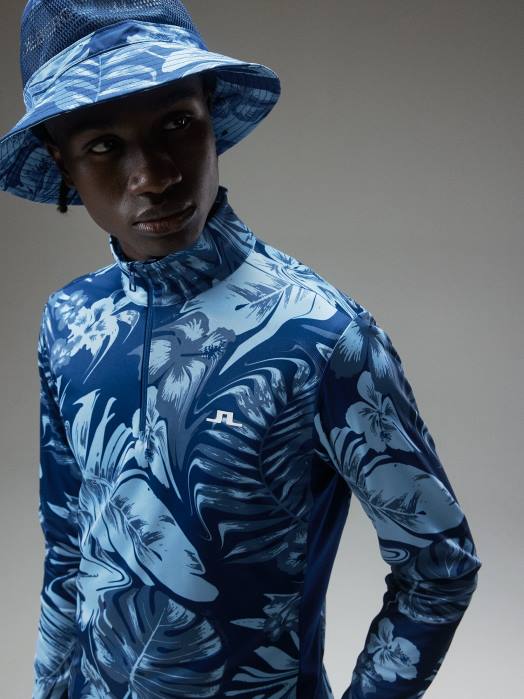 J.Lindeberg menn emanuel print mellomlag hibiskus blå klær F864662