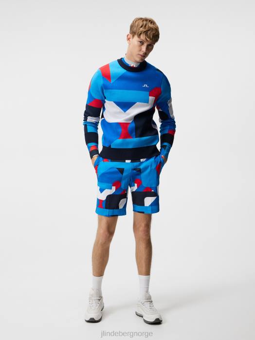 J.Lindeberg menn fela strikket genser strålende blå storbro klær F864582