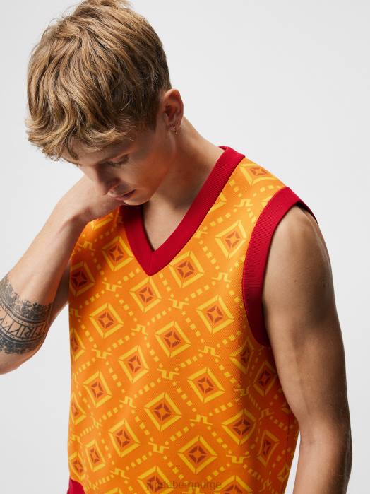 J.Lindeberg menn jack strikket vest oransje diamantlogo klær F864600