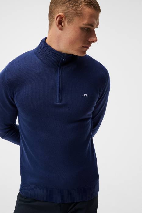 J.Lindeberg menn kian genser med glidelås eiendom blå klær F864558