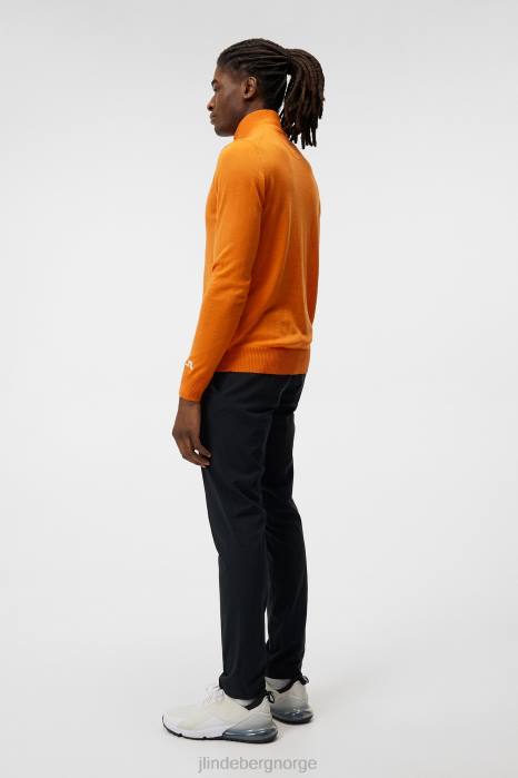 J.Lindeberg menn kian genser med glidelås russet oransje klær F864658