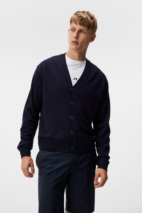 J.Lindeberg menn lucas strikket cardigan marinen klær F864548