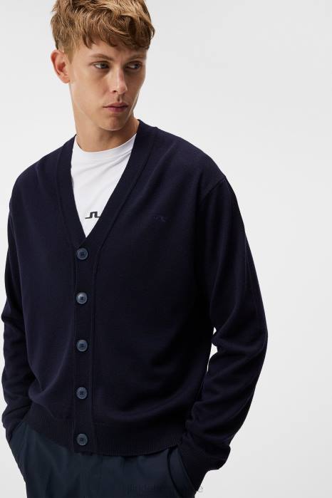J.Lindeberg menn lucas strikket cardigan marinen klær F864548