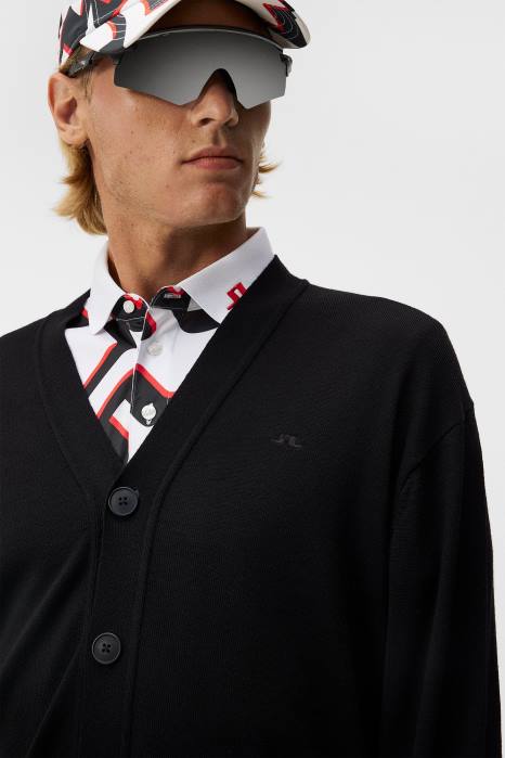 J.Lindeberg menn lucas strikket cardigan svart klær F864550