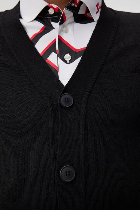 J.Lindeberg menn lucas strikket cardigan svart klær F864550