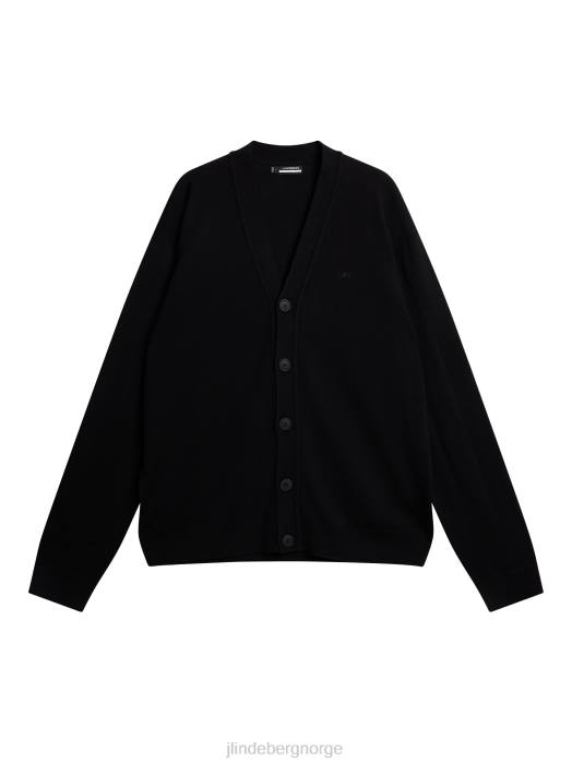 J.Lindeberg menn lucas strikket cardigan svart klær F864550
