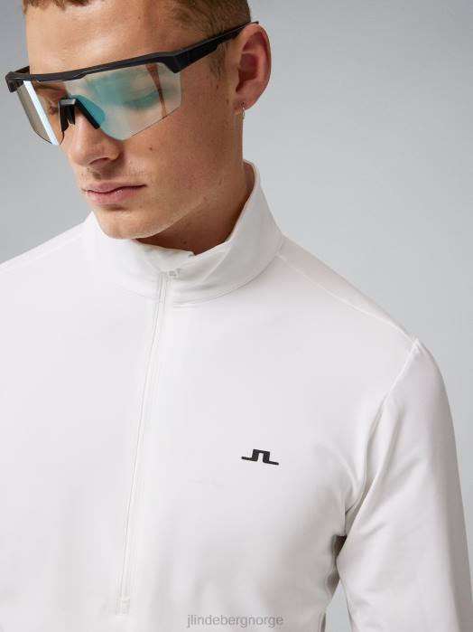J.Lindeberg menn luke halv glidelås mellomlag hvit klær F864668