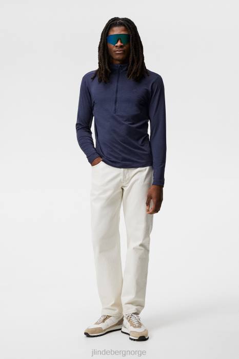 J.Lindeberg menn luke halv glidelås mellomlag marine melange klær F864615