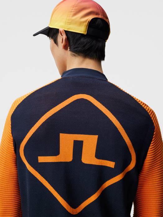 J.Lindeberg menn rolf hybrid strikk marinen klær F864601