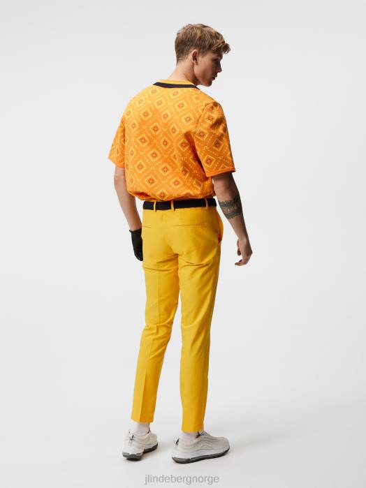 J.Lindeberg menn stokk strikket skjorte oransje diamantlogo klær F864599