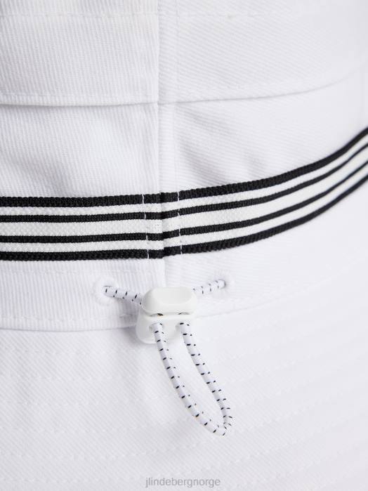 J.Lindeberg menn denver stripe bøttehatt hvit tilbehør F864770