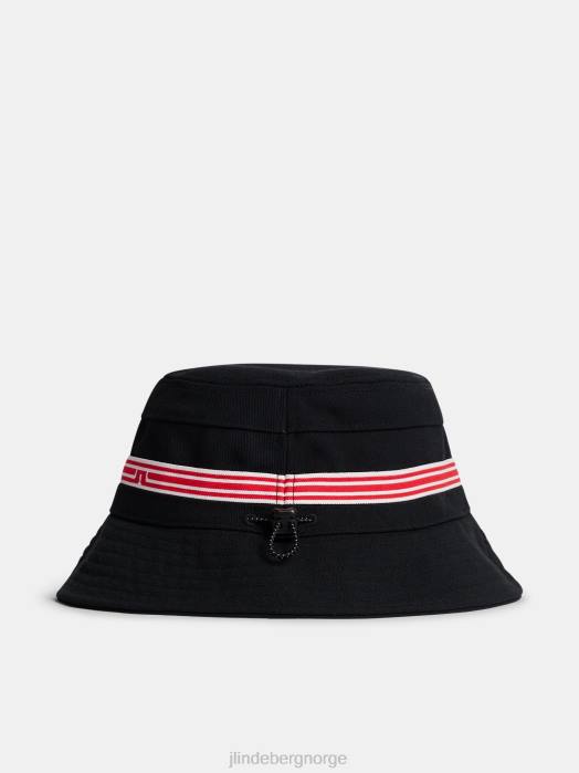 J.Lindeberg menn denver stripe bøttehatt svart tilbehør F864771