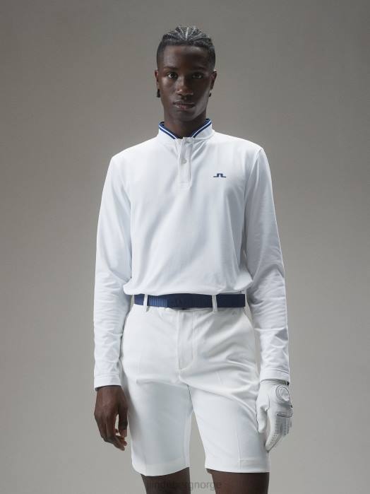 J.Lindeberg menn Tyson langermet polo hvit klær F864335