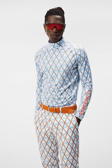 J.Lindeberg menn aello print komprimeringslag liten gutt blå diamant klær F864111